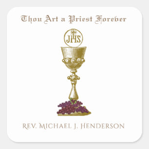 Adesivo Quadrado Ordenação por Aniversário do Padre Católico Chalic