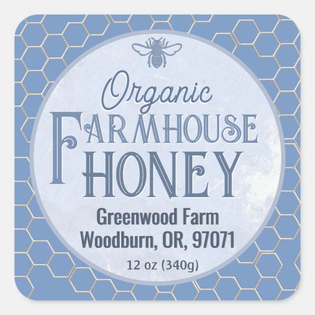 Adesivo Quadrado Orgânico ARTISAN HONEY Farmhouse Blue Floral (Frente)