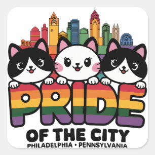 Adesivo Quadrado Orgulho da Cidade de Filadélfia Pensilvânia EUA Ra