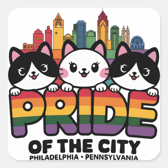 Adesivo Quadrado Orgulho da Cidade de Filadélfia Pensilvânia EUA Ra (Frente)