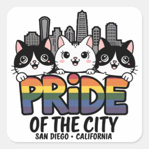 Adesivo Quadrado Orgulho da cidade de San Diego Califórnia EUA Rain