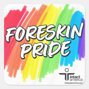 Adesivo Quadrado Orgulho da Foreskin — Sticker — Arco-íris
