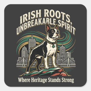 Adesivo Quadrado Orgulho da Herança Irlandesa do Boston Terrier