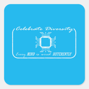 Adesivo Quadrado orgulho de incapacidade - cada mente é conectada d