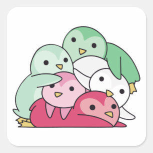 Adesivo Quadrado Orgulho de Sinalizador Abrosexual Lgbtq Cute Pengu