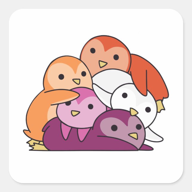 Adesivo Quadrado Orgulho de Sinalizador Lgbtq Cute Penguin (Frente)