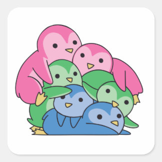 Adesivo Quadrado Orgulho de Sinalizador Polisexual Lgbtq Cute Pengu