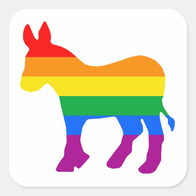 Adesivo Quadrado Orgulho Democrata LGBTQ (Frente)