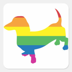 Adesivo Quadrado Orgulho gay Dachshund/Wiener