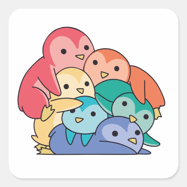 Adesivo Quadrado Orgulho gay Lgbtq Penguin Cute Penguin (Frente)