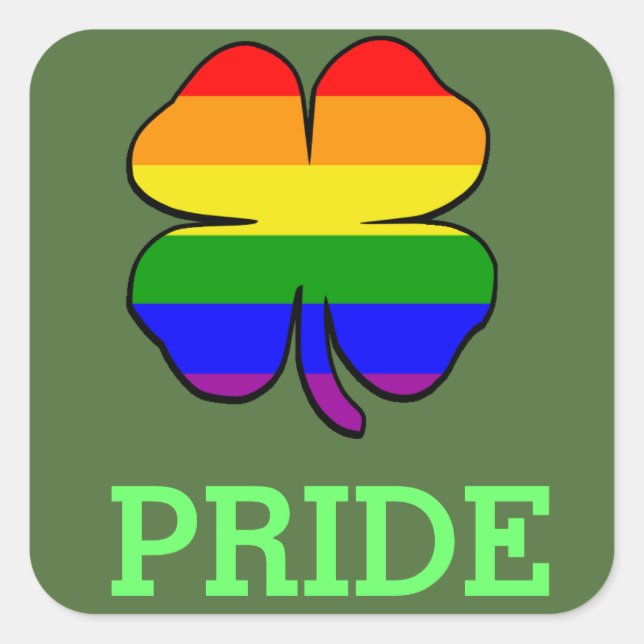 Adesivo Quadrado Orgulho gay Rainbow flag Shamrock (Frente)