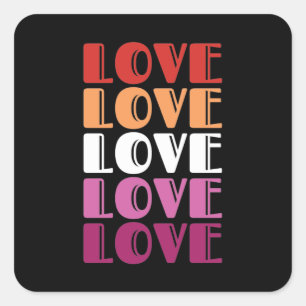 Adesivo Quadrado Orgulho LGBTQ Lésbica do Amor
