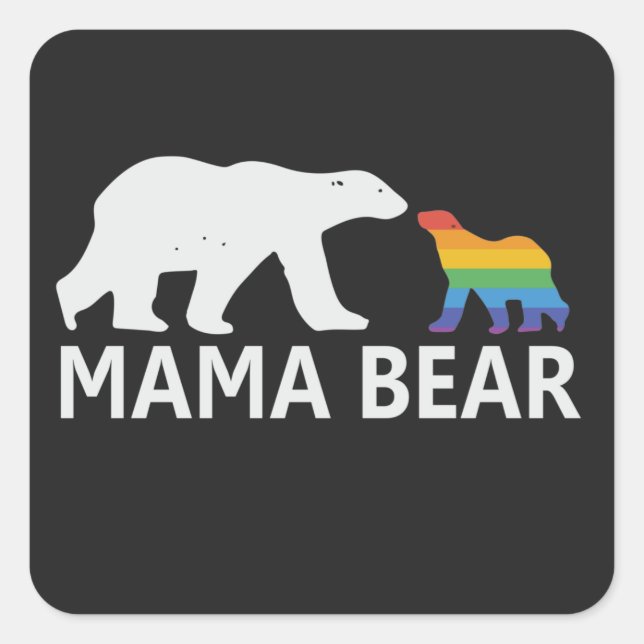 Adesivo Quadrado Orgulho Mamãe Ursa Orgulhosa Mãe Lgbt Urso Mama (Frente)