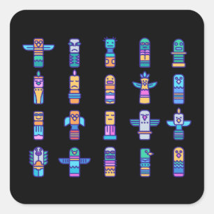 Adesivo Quadrado Orgulho Nativo Canadiano dos Animais da Haida