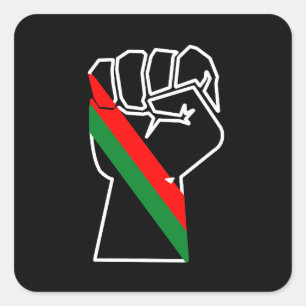 Adesivo Quadrado orgulho negro punho vermelho verde bandeira pan-af