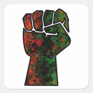 Adesivo Quadrado orgulho negro punho vermelho verde bandeira pan-af