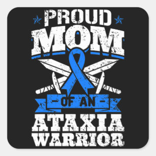 Adesivo Quadrado Orgulhosa Mãe De Um Guerreiro Da Ataxia, Fita Dy