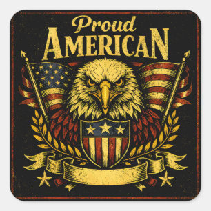 Adesivo Quadrado Orgulhoso Americano – Orgulho Patriota Sem Desculp