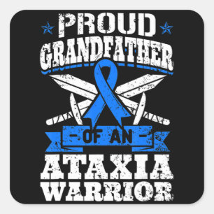 Adesivo Quadrado Orgulhoso Avô De Um Guerreiro Ataxia Blue Awaren
