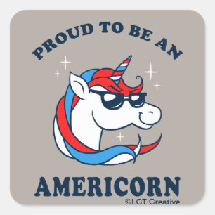 Adesivo Quadrado Orgulhoso ser um Americorn