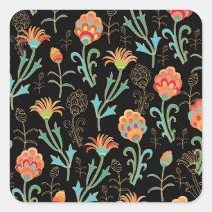 Adesivo Quadrado Oriental Floral Elegância Invisível