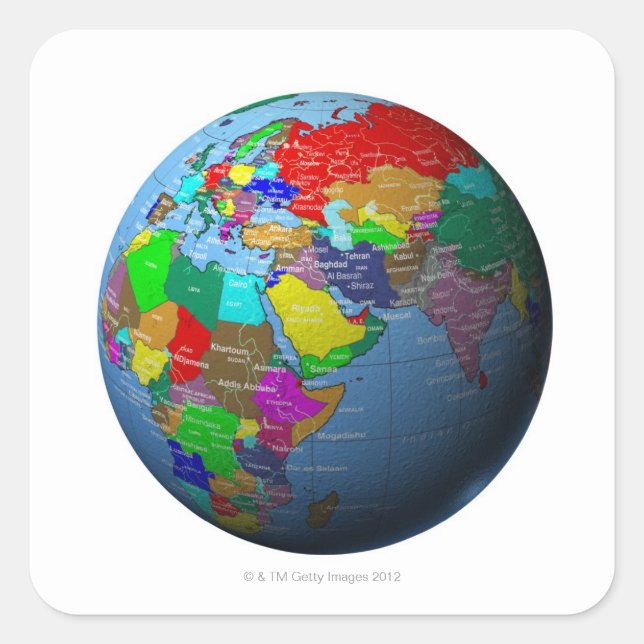 Adesivo Quadrado Oriente Médio no Globo (Frente)