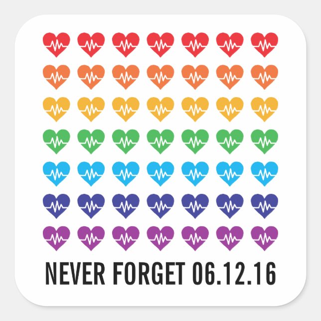 Adesivo Quadrado Orlando Strong One Pulse 49 Hearts Rainbow (Frente)