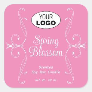 Adesivo Quadrado Ornamentado de Farinha Cor-de-Rosa Pastel, Decorat