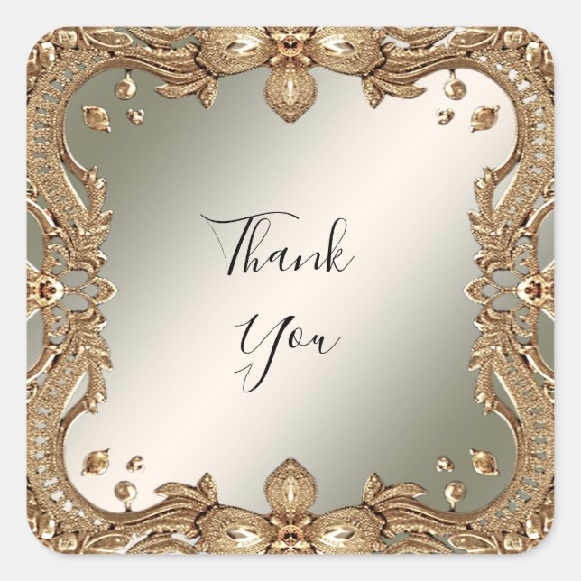 Adesivo Quadrado Ornamentado Dourado (Frente)