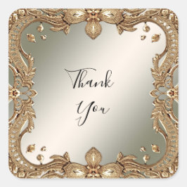 Adesivo Quadrado Ornamentado Dourado