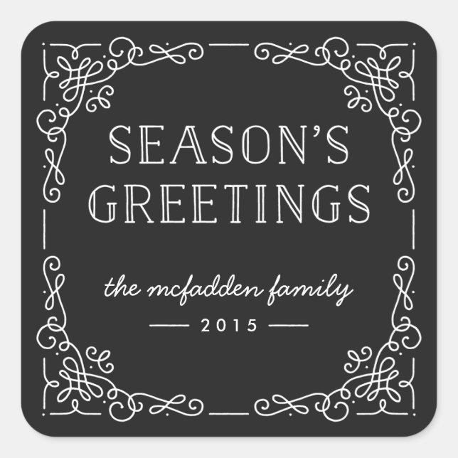 Adesivo Quadrado Ornamentado Frame Holiday Sticker - Onyx (Frente)