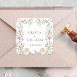 Adesivo Quadrado Ornamentado Grace Pastel Blush Casamento Floral