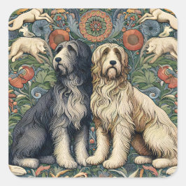 Adesivo Quadrado Ornamental Dogs Textile Art inspired by William