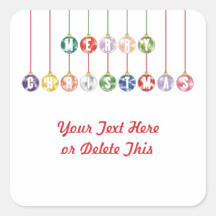 Adesivo Quadrado Ornamento coloridos da bola de vidro do Feliz