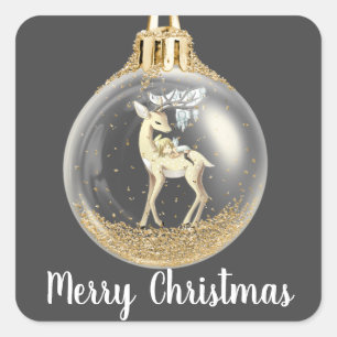 Adesivo Quadrado Ornamento da Cena de Vestidos de Natal Mágico