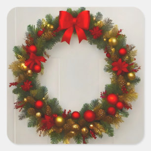 Adesivo Quadrado ornamento da coroa de Natal