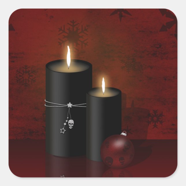 Adesivo Quadrado Ornamento de Velas de Natal Gótica (Frente)