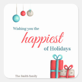 Adesivo Quadrado Ornamento Festivo Apresenta Natal