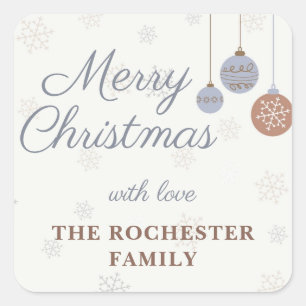 Adesivo Quadrado Ornamento Festivo de Férias Feliz Natal