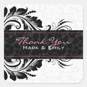 Adesivo Quadrado Ornamento Floral Branco E Preto