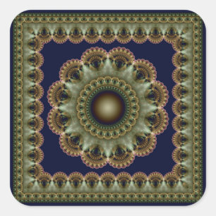 Adesivo Quadrado Ornamento fractal elegante de fada