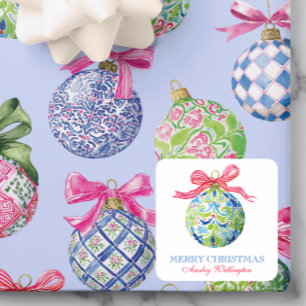 Adesivo Quadrado Ornamentos de Balas de Pré-Papoila de Natal