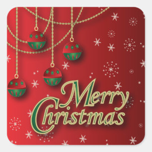 Adesivo Quadrado Ornamentos de Natal Bright Red Merry