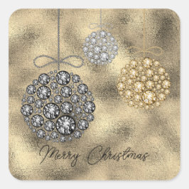 Adesivo Quadrado Ornamentos Dourados Elegantes Feliz Natal