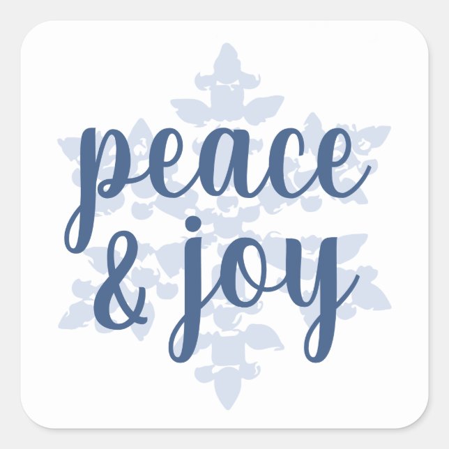 Adesivo Quadrado Ornamentos Flocos de Neve Azul-Gelo (Frente)