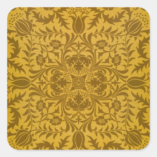 Adesivo Quadrado Ornate gold floral pattern with symmetrical (Frente)