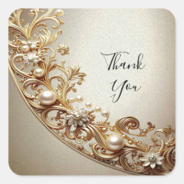 Adesivo Quadrado Ornate Gold Flourish Sticker