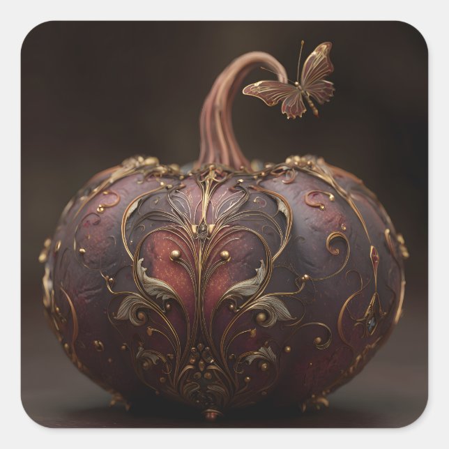 Adesivo Quadrado Ornate Pumpkin (Frente)