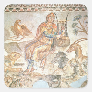 Adesivo Quadrado Orpheus que joga aos animais, mosaico romano