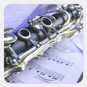 Adesivo Quadrado Orquestra de Banda de Música Clarinet